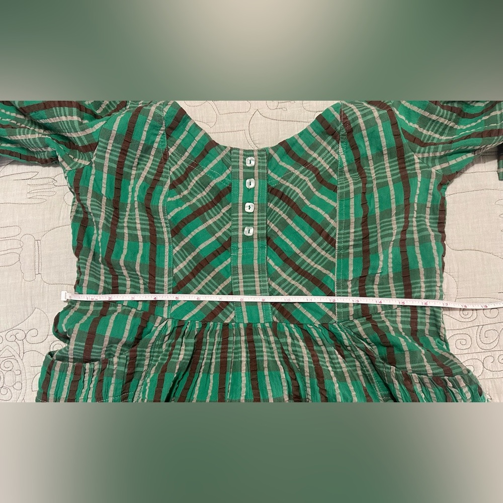 NWT Free People Tulie Plaid Midi Dress M - MSRP $168 Green Jade Combo - Picture 13 of 14